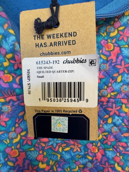 Chubbies NWT The Spade Quilted Pullover-Size Small - Picture 4 of 9